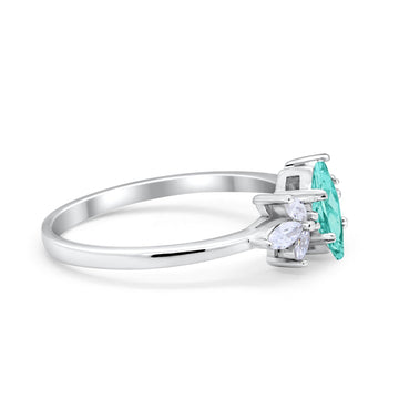 Art Deco Wedding Ring Marquise Simulated Paraiba Tourmaline CZ 925 Sterling Silver